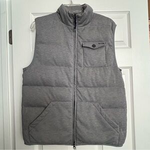 johnnie-O Surfer Logo Vest Men’s Medium Gray‎ Quilted Zip-Up Coastal Insulated
